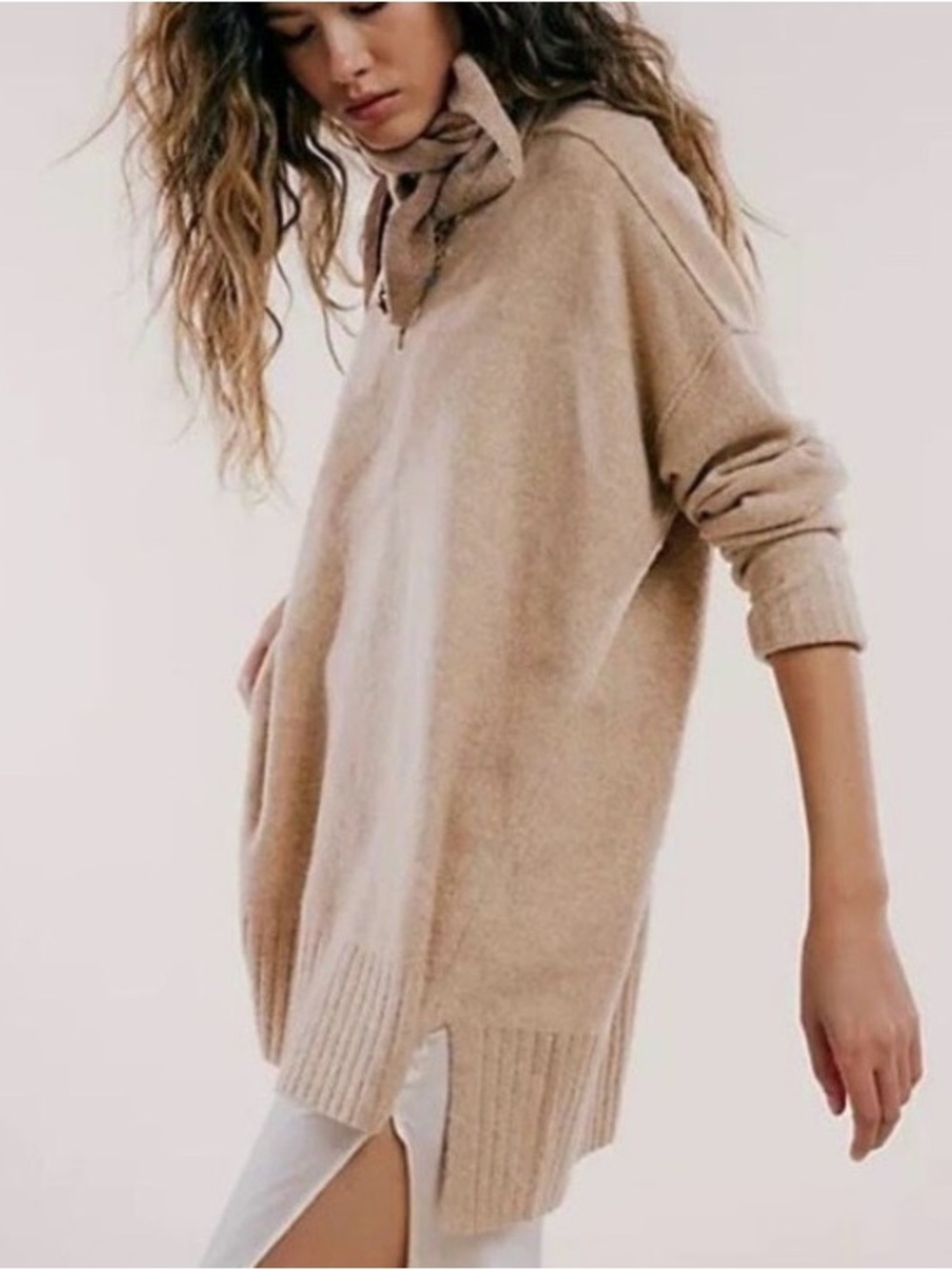 Free People Phoebe Pullover Sweater XS Oatmeal Beige Oversized Knit